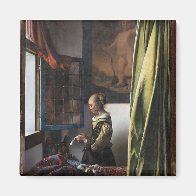 Aimant Girl Reading a Letter à Open Window, Vermeer (Devant)