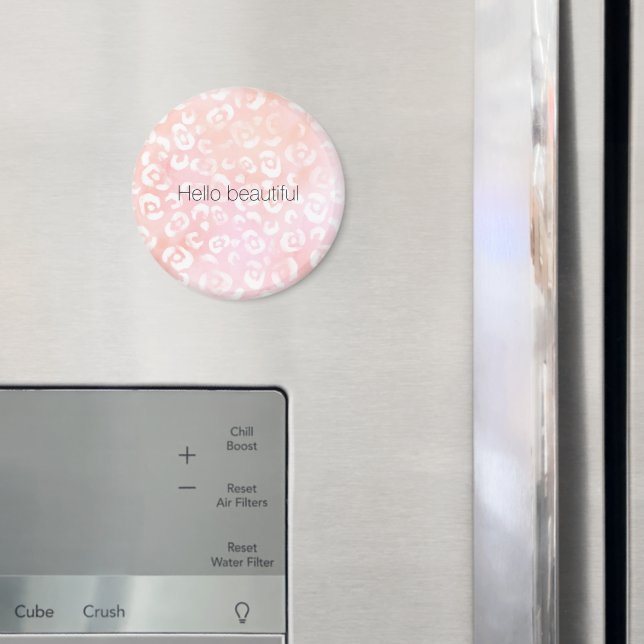 Aimant Girly Blush Pink Peach Gold Leopard Animal (In situ (réfrigérateur))