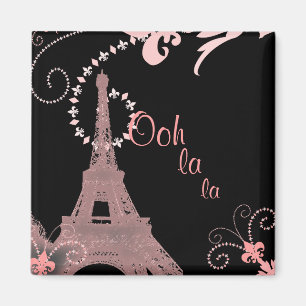 Aimant girly chic retro mode paris eiffel tower