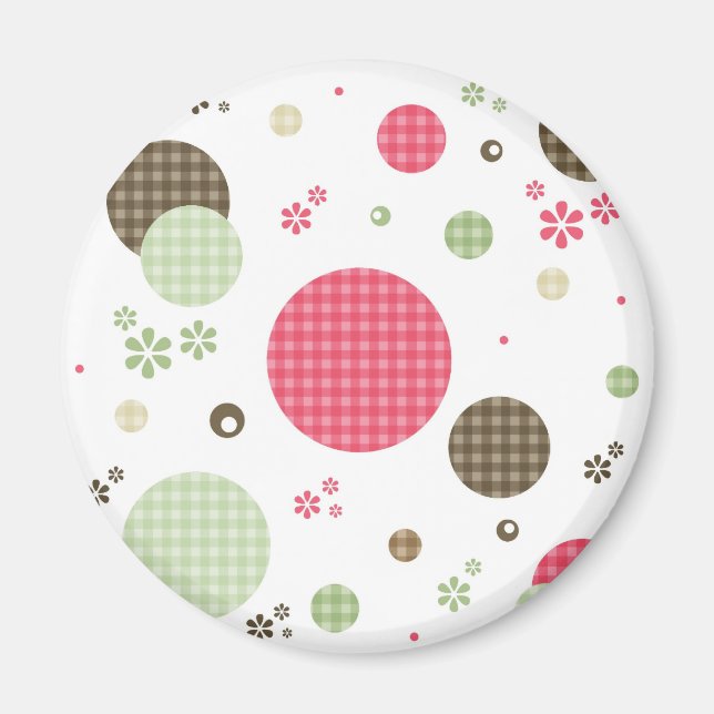 Aimant Girly Rose En vichy Cercles Motifs mignonnes margu (Devant)