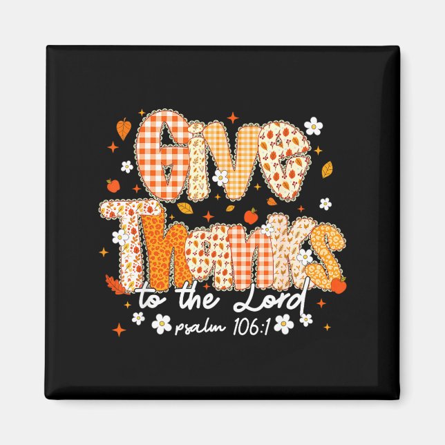 Aimant Give Thanks To The Lord Lace Christian Fall Autumn (Devant)