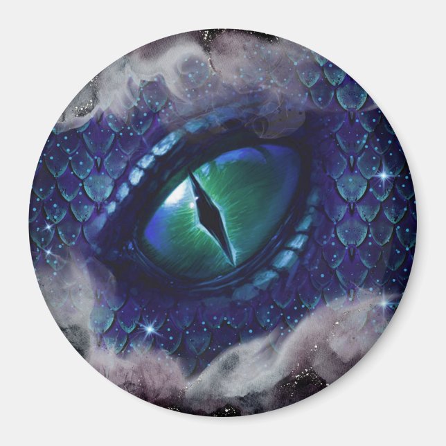 Aimant Glam Enk Gothique Bleu Dragon Médiéval (Devant)