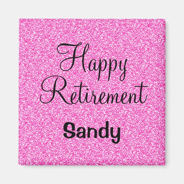 Aimant Glam Happy Retirement Hot rose Parties scintillant (Devant)