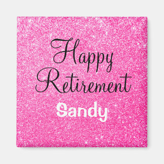 Aimant Glam Happy Retirement Hot rose Parties scintillant