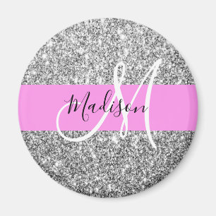 Aimant Glam Pink & Silver Parties scintillant étincelles