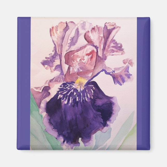 Aimant Glorioues Purple Iris Aquarelle Peinture (Devant)