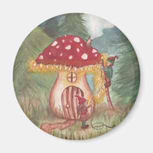 Aimant Gnomes de vacances et maison de champignon