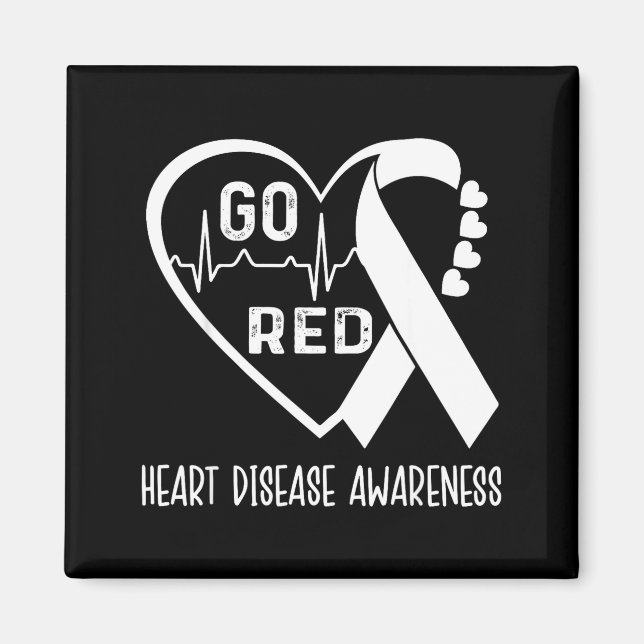 Aimant Go Red - February American Heart Health Month Awar (Devant)