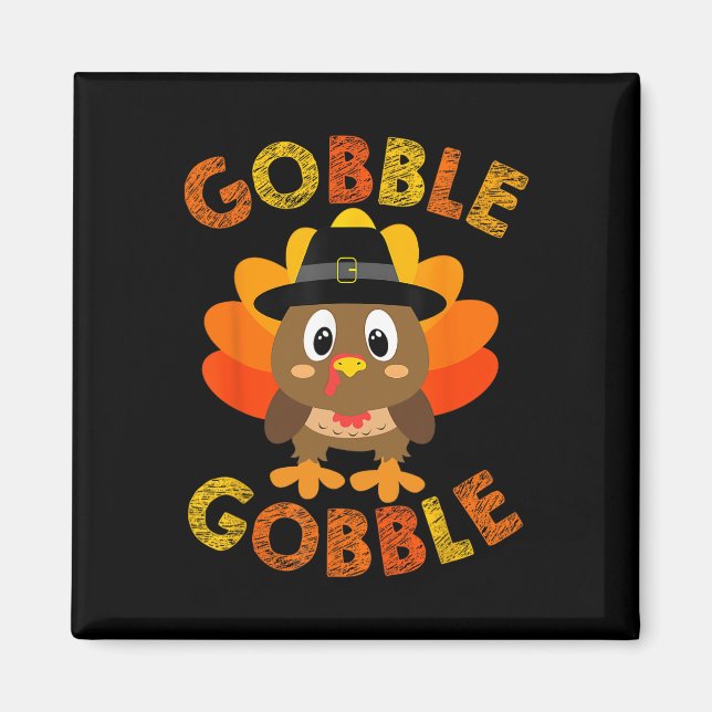 Aimant Gobble Turquie Petits garçons Filles Enfants Thank (Devant)