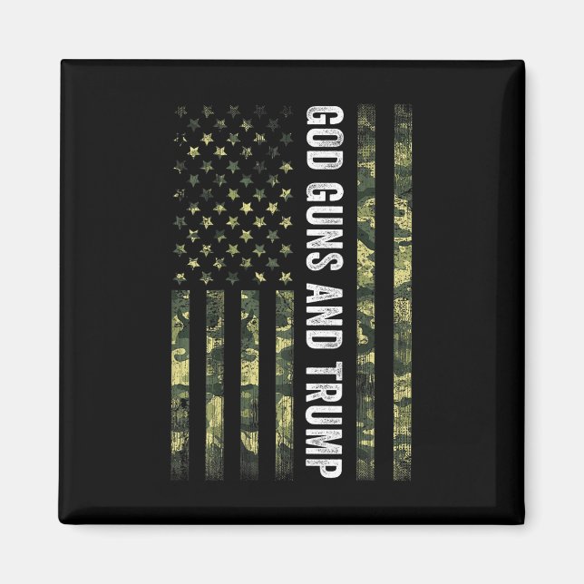 Aimant God Guns Et Trump 2e Amendement Drapeau Américain (Devant)