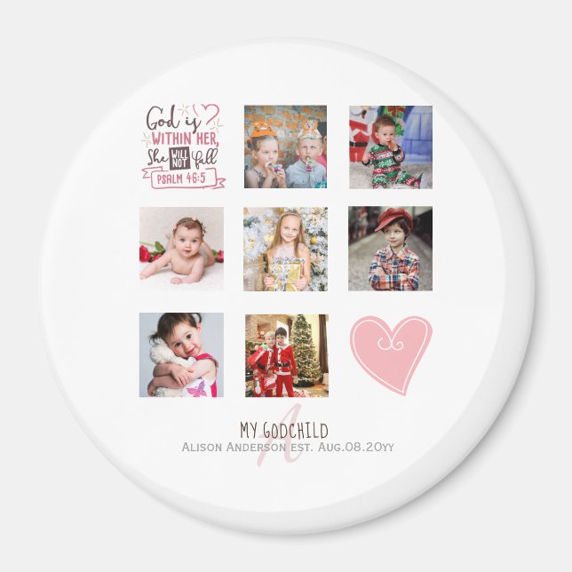 Aimant GODMOTHER PHOTO COLLAGE Cadeau avec verset peut mo (Devant)