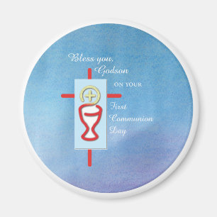 Aimant Godson, première communion sainte, bleu