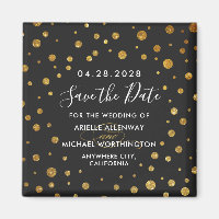 Gold Black Confetti Mariage Enregistrer la date Ma