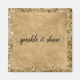 Aimant Gold Confetti Parties scintillant Coeur