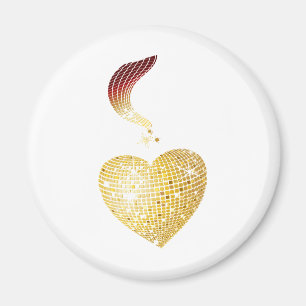 Aimant Gold Disco Ball Heart