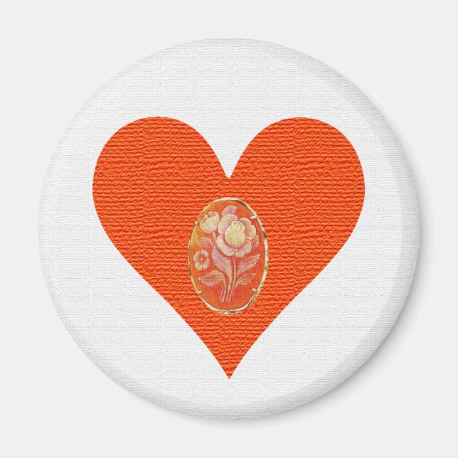 Aimant Gold et Orange Vintage Cameo (Devant)