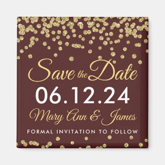 Aimant Gold Faux Parties scintillant Confetti Enregistrer (Devant)
