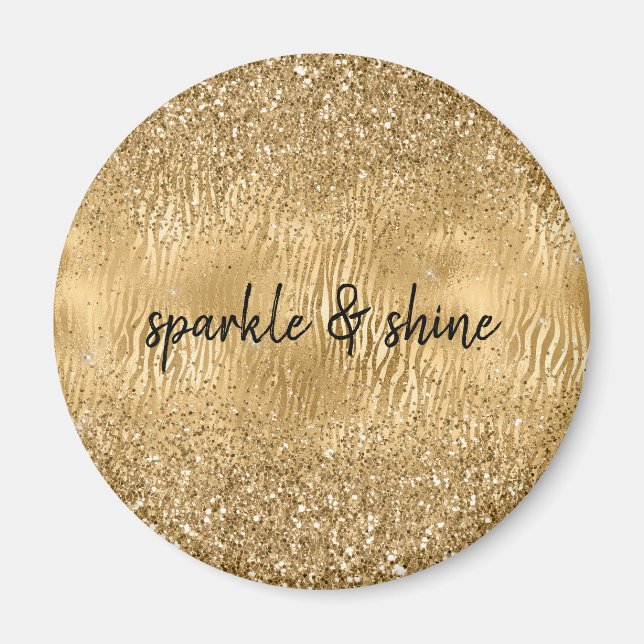 Aimant Gold Glam Glitz Zebra Print Faux Parties scintilla (Devant)