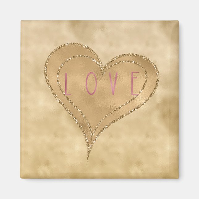 Aimant Gold Glitzy Parties scintillant amour coeur (Devant)