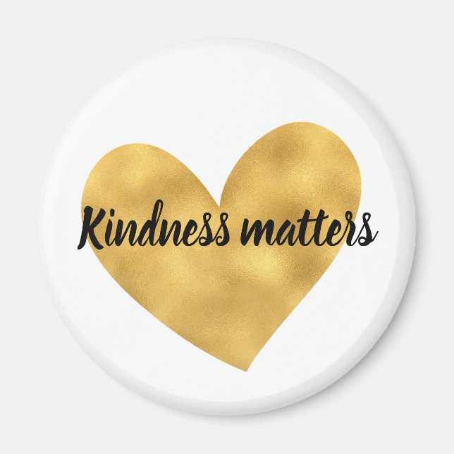 Aimant Gold Heart Kindness Matters citation inspirante (Devant)