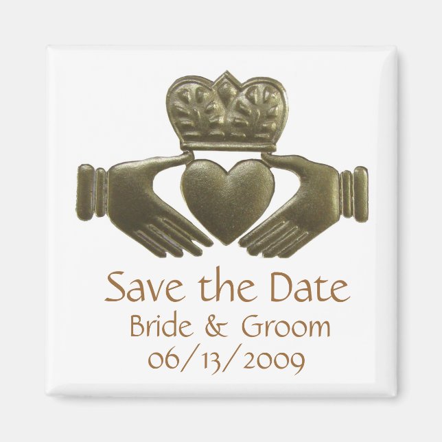 Aimant Gold Irish Claddagh - enregistrer la date (Devant)