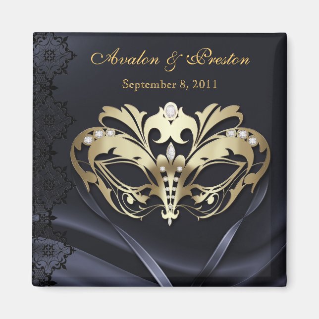 Aimant Gold Masquerade Noir Enregistrer l'aimant de date (Devant)