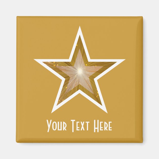Aimant "Gold" Star fridge "Your Text" carré or (Devant)