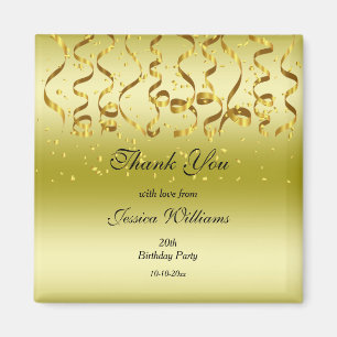 Aimant Gold Streamers & Confetti fête d'anniversaire