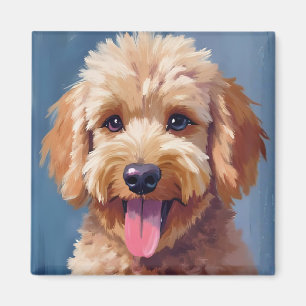 Aimant Golden Doodle Peinture aquarelle de chien animal