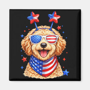 Aimant Golden Doodle USA Fête Patriotique du Chien Jour d