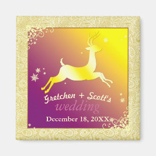 Aimant Golden Glam Reindeer Faire-part de mariage
