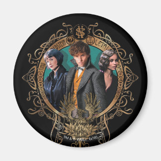 Aimant Golden Newt, Tina et Leta Art Déco Portrait