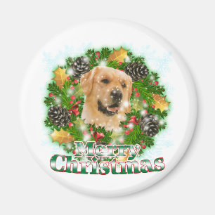 Aimant Golden retriever de Joyeux Noël