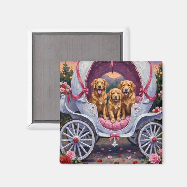 Aimant Golden Retriever Dog Valentine's Day  (Recto/Verso)