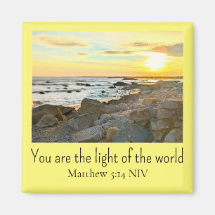 Aimant Golden Sunset Photo Bible Verset Jaune