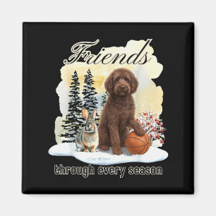 Aimant Goldendoodle au Chocolat et Ami Dans la Neige d'Hi