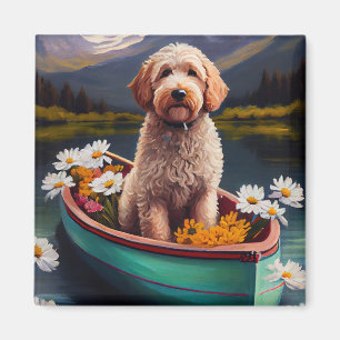 Aimant Goldendoodle on a Paddle : Une aventure Pittoresqu