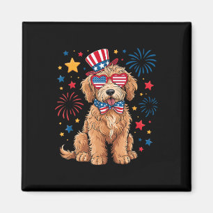 Aimant Goldendoodle Patriotique 4 Juillet Doodle Doré D