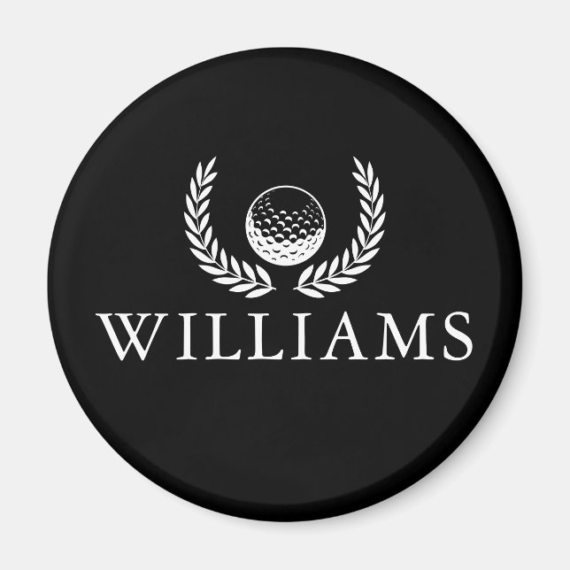 Aimant Golf Ball and Wire Black and White Nom Personnalis (Devant)