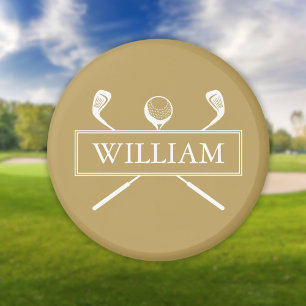 Aimant Golf Ball Clubs Gold Et White