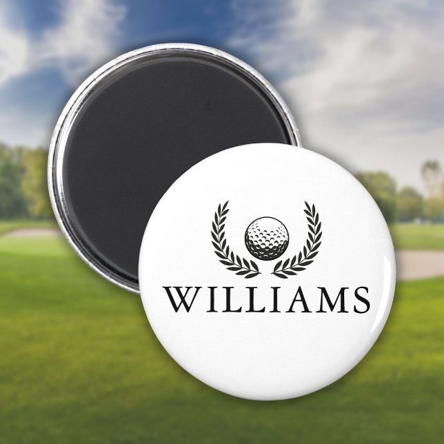 Aimant Golf Ball Et Wreath Nom Personnalisé (Golf Ball And Wreath Custom Name Magnet)