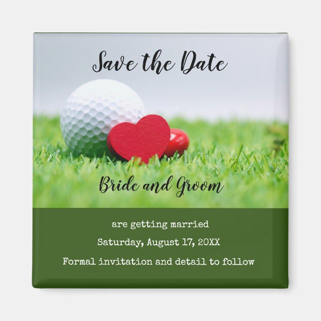 Aimant Golf Économisez la date avec le golf et l'invitati (Devant)