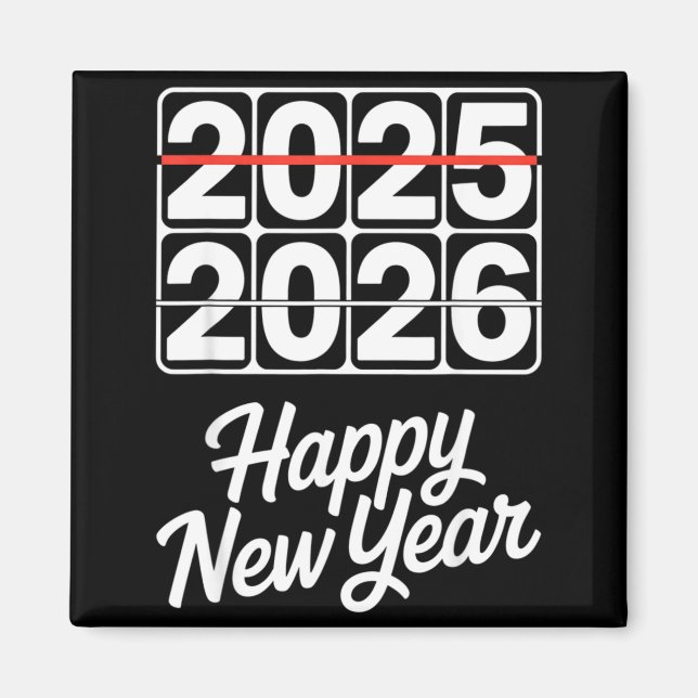 Aimant Goodbye 2025 Hello 2026 Clock Happy New Year Party (Devant)