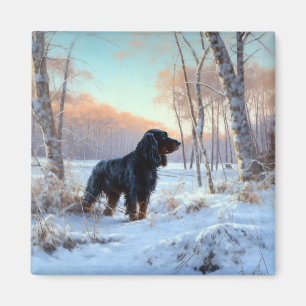 Aimant Gordon Setter Laisse Il Neige Noël