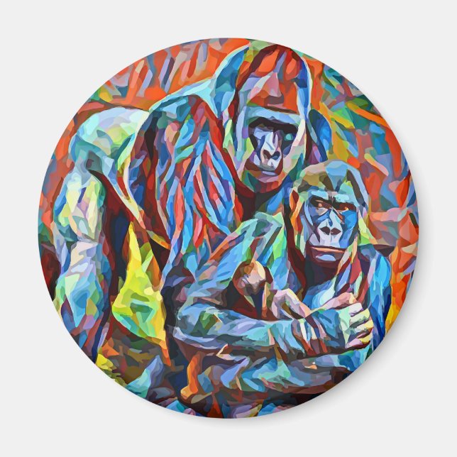 Aimant Gorilla Ape Famille Animaux Abstraits Faune Art (Devant)