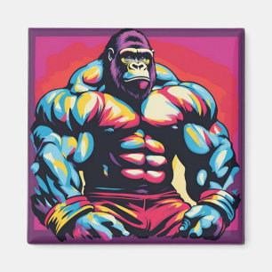 Aimant Gorilla Bodybuilder Lifter Pop Art Dessin