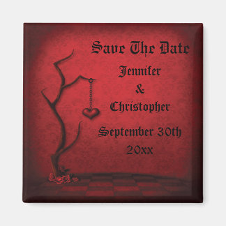 Aimant Gothique Enregistrer La Date Coeur Arbre & Rouge D