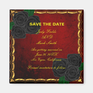 Aimant Gothique Noir Rose Sang Rouge Mariage Enregistrer 