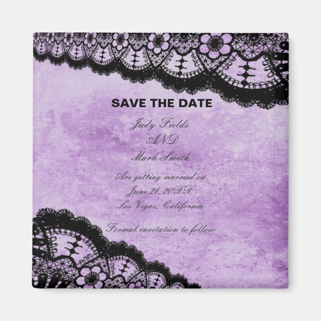 Aimant Gothique Purple Grunge Black Lace Enregistrer La D (Devant)