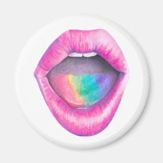 Aimant Goûtez l'arc-en-ciel LGBT One Love Sexy Mouth